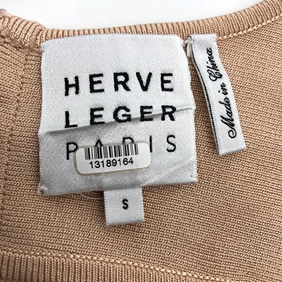 Herve Leger Cropped Bandage Top S Square Neck Sleeveless Stretch Back Zip - Picture 3 of 5